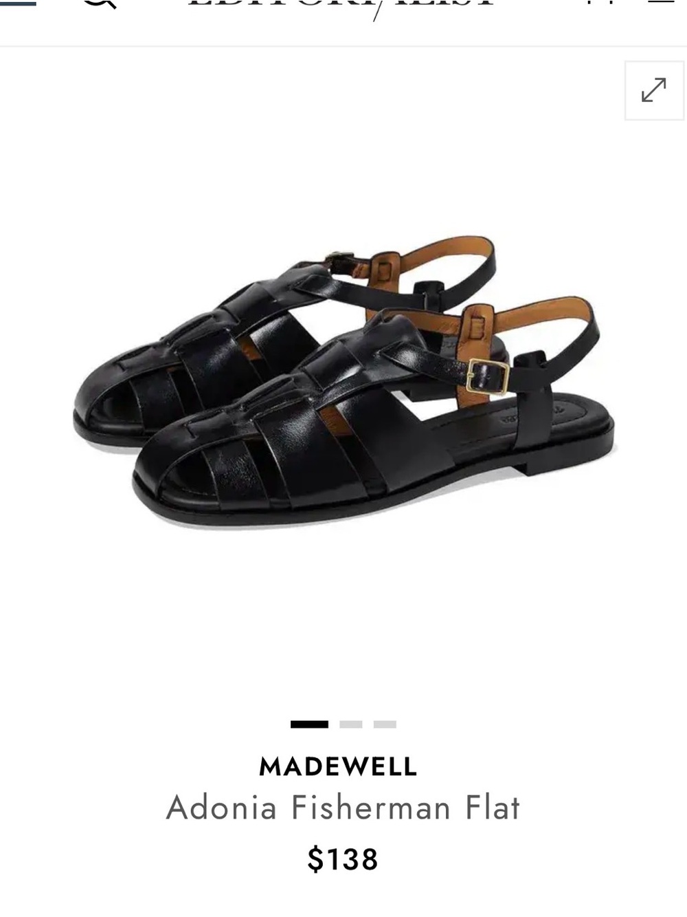 Madewell Adonia Black Leather Fisherman Sandals size 8